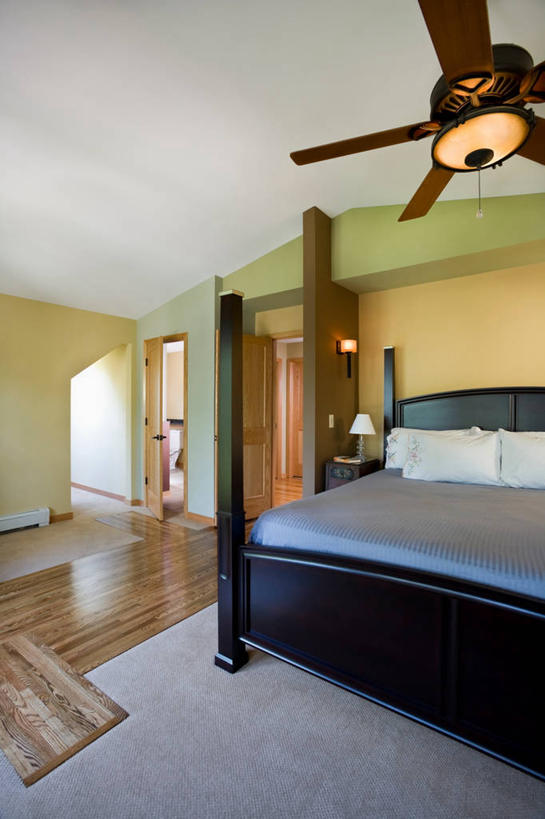 无人,家,竖图,室内,床,家具,卧室,建筑,美国,建造,吊扇,北美,明尼苏达