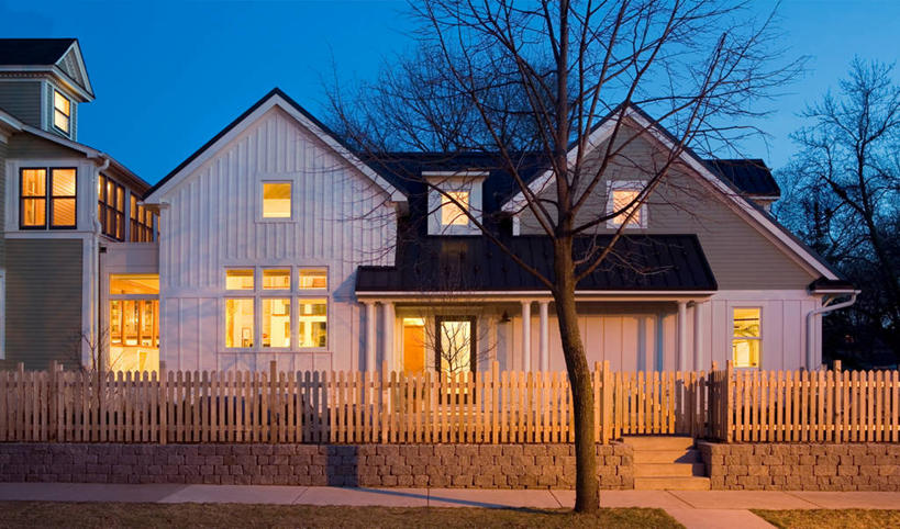 无人,家,横图,室外,建筑,美国,房屋,地形,篱笆,黄昏,建造,北美,加法,明尼苏达