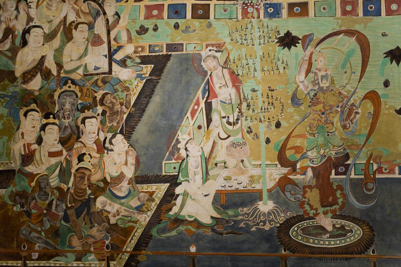 横图,彩色,室内,旅游,度假,绘画,名胜古迹,标志建筑,地标,建筑,敦煌,中国,亚洲,节日,遗迹,艺术,装饰,彩绘,图片,墙,文化遗产,古迹,历史,文化,文物,娱乐,建设,佛,古建筑,壁画,墙壁,墙面,古代,虔诚,祈祷,享受,休闲,健康,飞天,旅游胜地,放松,许愿,摄影,宗教,佛教,信仰,纪念,华丽,修饰,祈求,点缀,珍贵,文明,中国文化,传说,参观,古文明,东亚,甘肃省,中华人民共和国,衬托,美观,雅致,雅观,释教,古远,古代文明,平安,画画,旅行,游览,传统文化,敦煌壁画,bj174