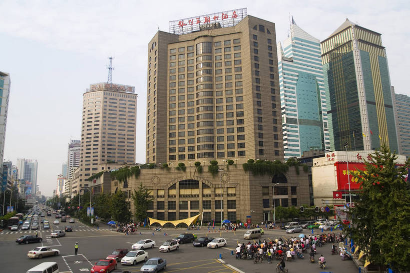 横图,彩色,室外,白天,城市风光,大厦,商场,中国,亚洲,建筑群,现代建筑,摄影,四川省,东亚,四川,成都,成都市,中华人民共和国,省会,西南地区,川,购物中心,锦江区,盐市口,bj174