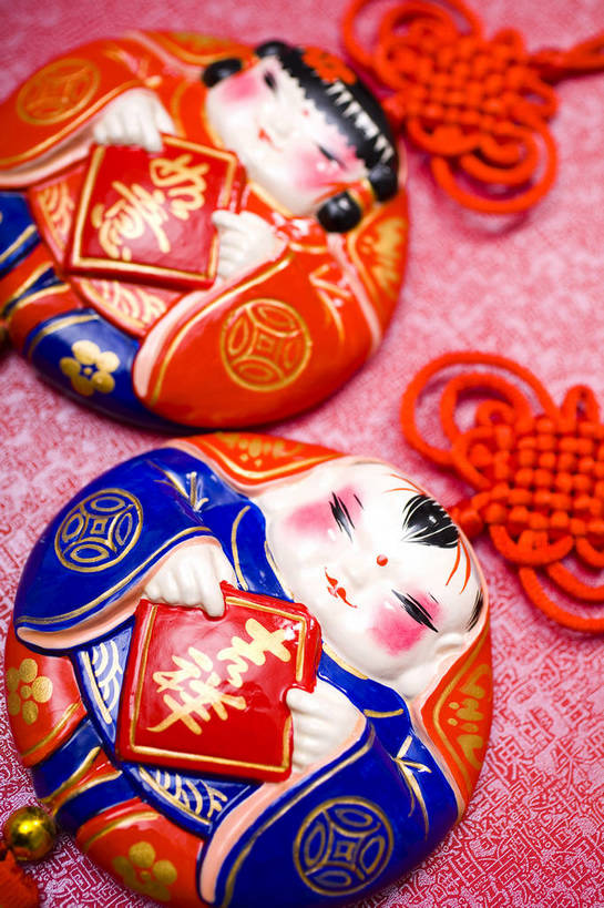 无人,竖图,彩色,室内,静物,中国,人偶,图片,艺术品,装饰品,两个,饰品,中国结,竖,摄影,中国文化,东亚,影棚拍摄,传统文化,传统节日,bj174