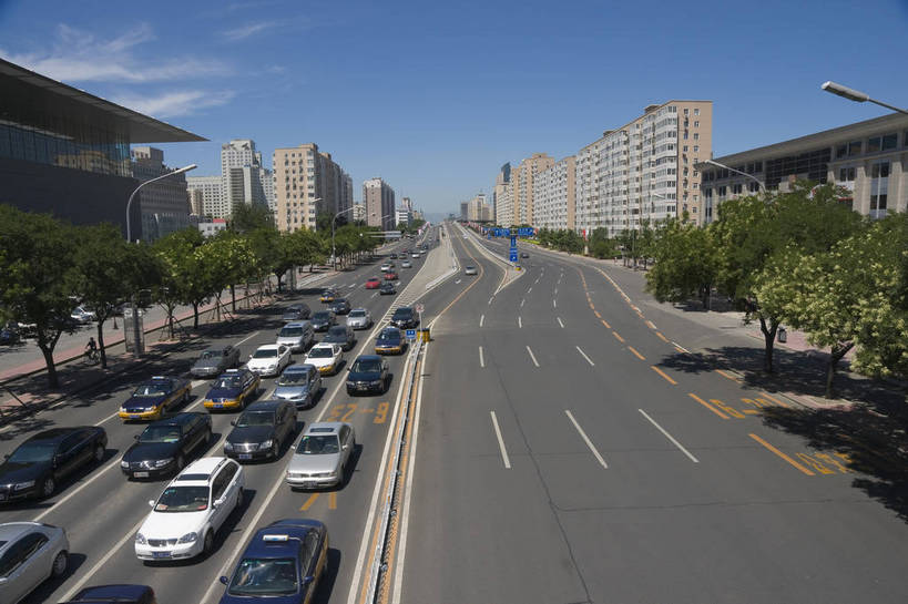无人,摄影师,横图,俯视,彩色,室外,白天,城市,街道,路灯,北京,中国