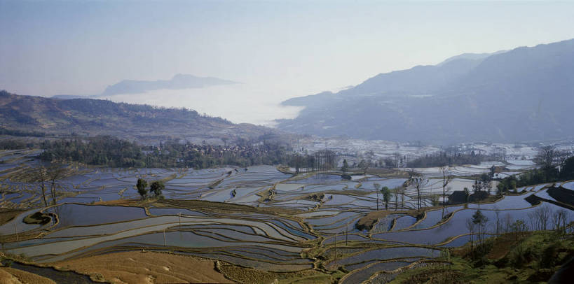 无人,农田,横图,彩色,室外,白天,旅游,度假,庄稼,梯田,农作物,美景,名胜古迹,山,山脉,田园,标志建筑,地标,建筑,中国,亚洲,遗迹,图片,稻田,景观,云,古迹,文物,娱乐,建设,古建筑,云南,天空,自然,群山,享受,休闲,远景,旅游胜地,景色,放松,摄影,宁静,自然风光,古文明,东亚,元阳,云南省,中华人民共和国,西南地区,滇,红河,红河州,红河哈尼族彝族自治州,哀牢山,元阳梯田,元阳县,耕地,庄稼田,元阳哈尼族梯田,bj174