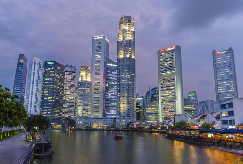 高楼大厦,横图,室外,夜晚,河流,夜景,新加坡,亚洲,地形,都市,风景