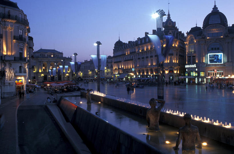 france,languedoc-roussillion,herault,night view - montpellier